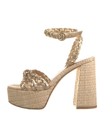 Gianvito Rossi Straw Braided Accents Espadrilles