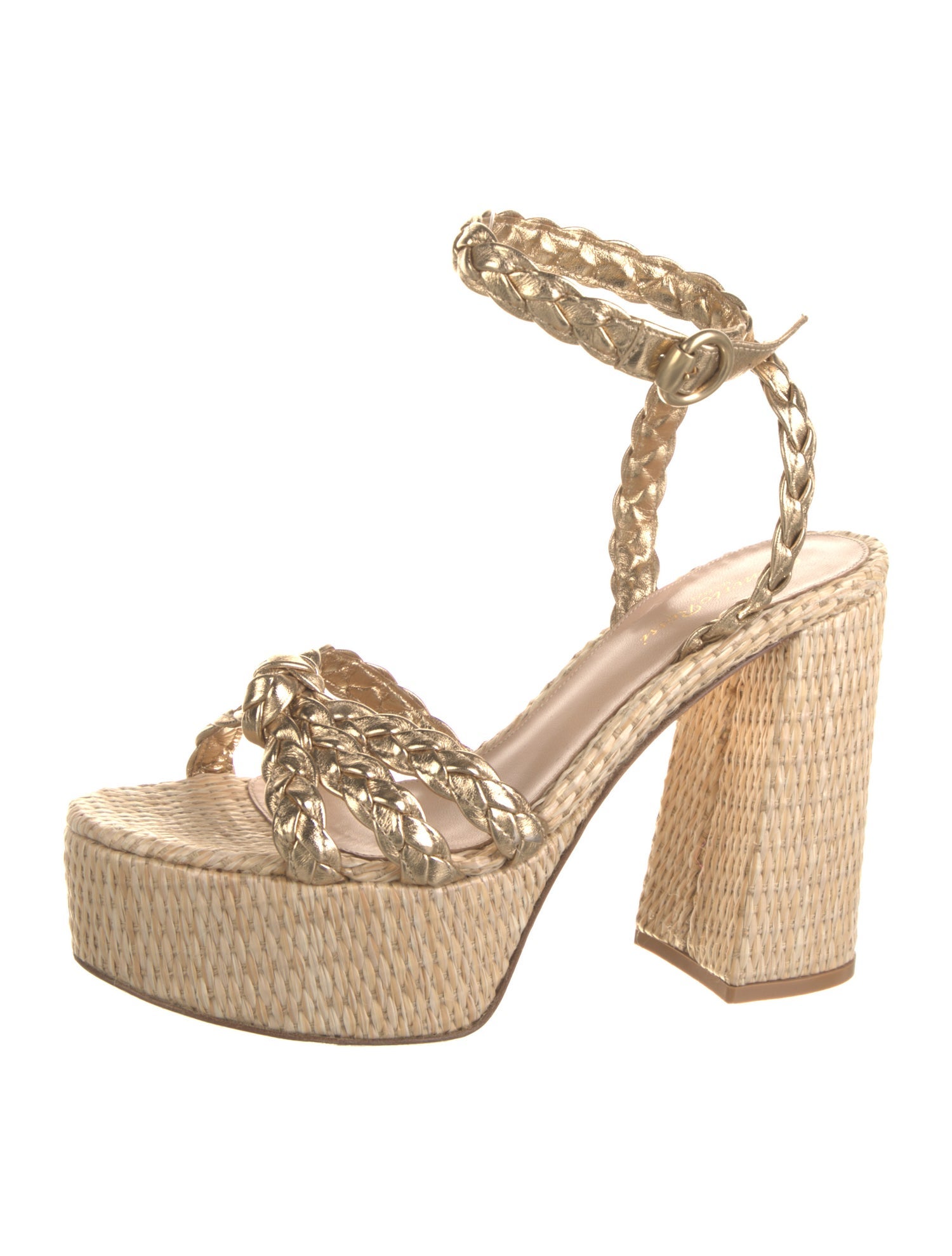 Gianvito Rossi Straw Braided Accents Espadrilles