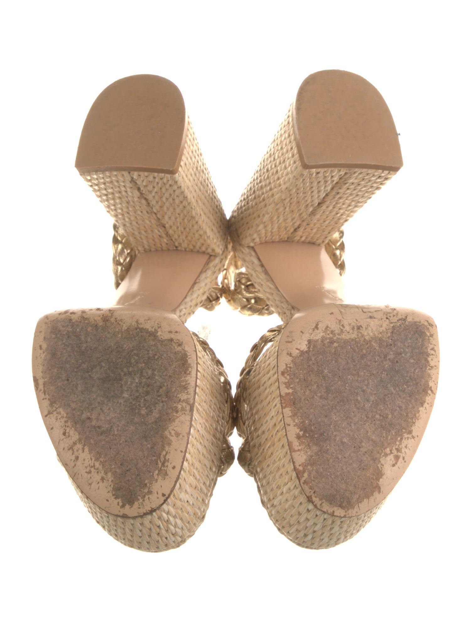 Gianvito Rossi Straw Braided Accents Espadrilles