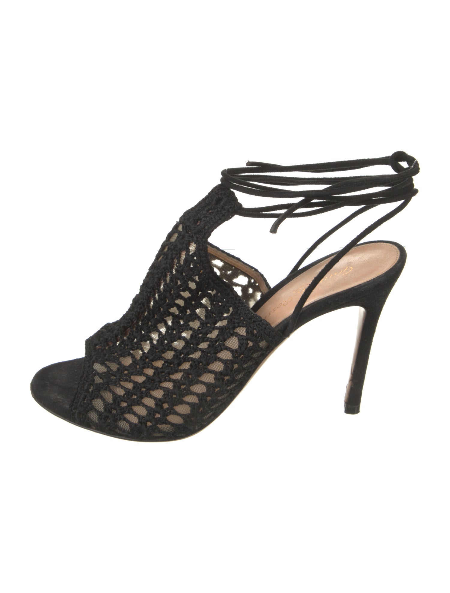 Gianvito Rossi Suede Crochet Trim Sandals