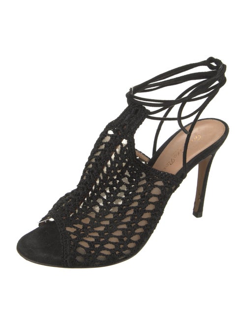 Gianvito Rossi Suede Crochet Trim Sandals