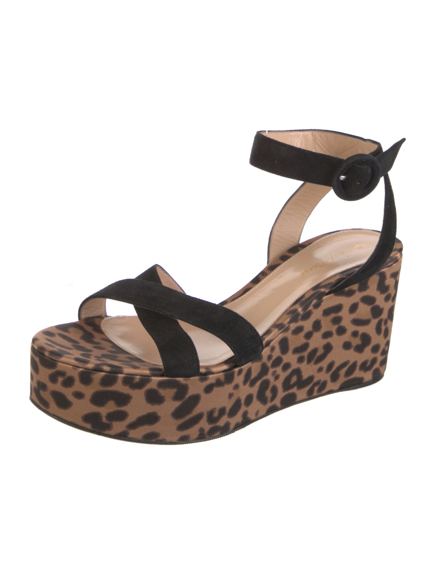 Gianvito Rossi Suede Animal Print Slingback Sandals