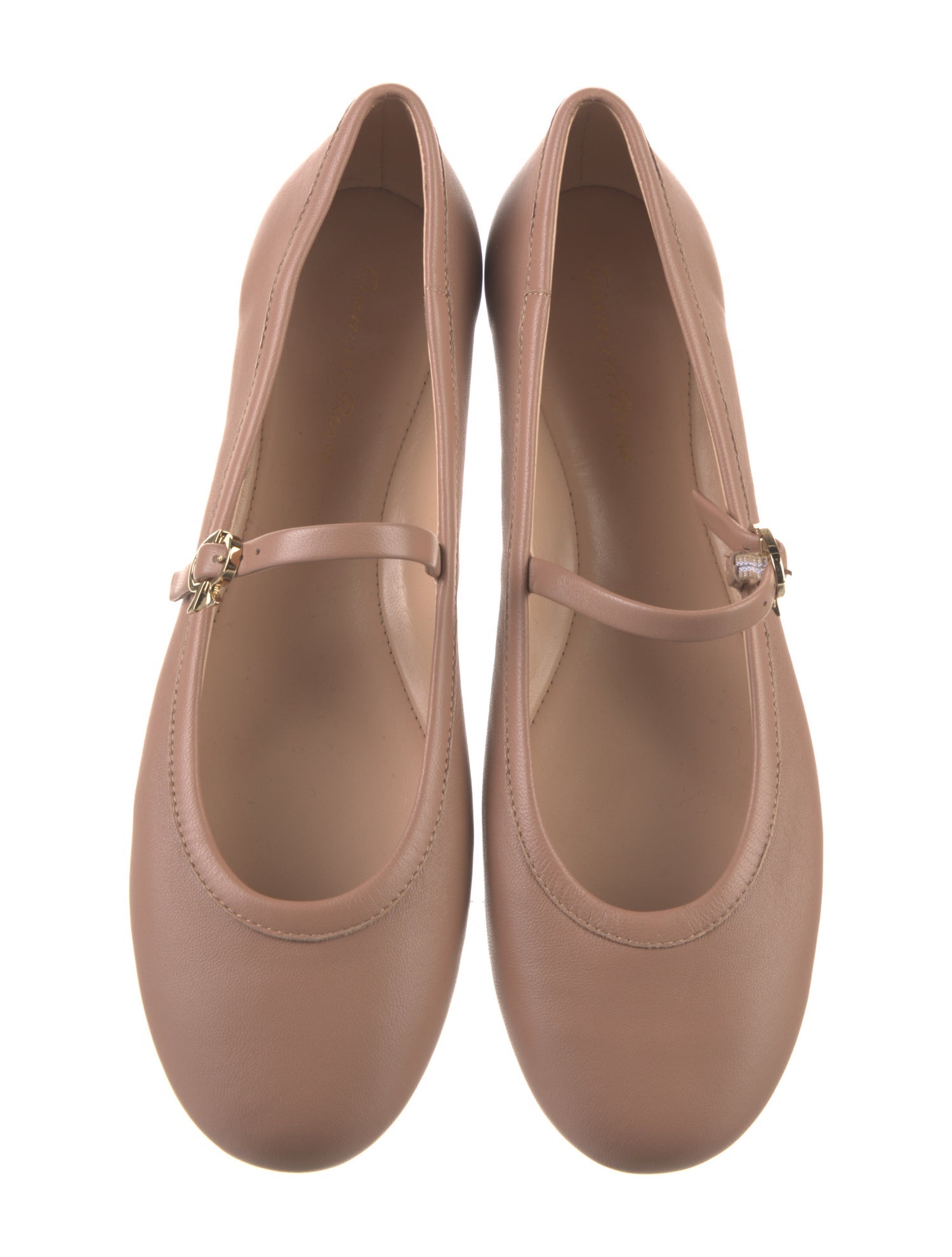 Gianvito Rossi Horsebit Accent Leather Mary Jane Flats