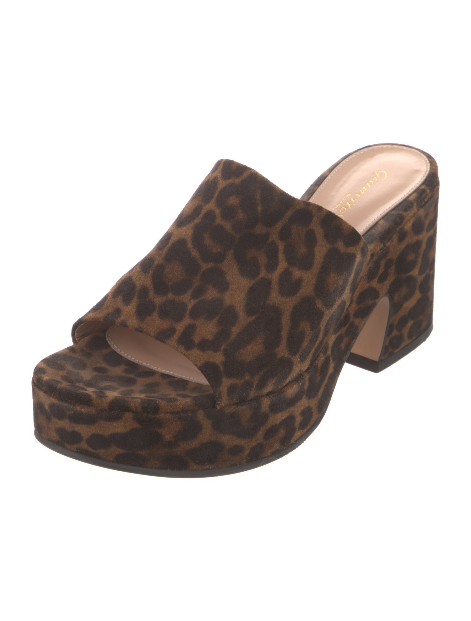 Gianvito Rossi Suede Animal Print Slides