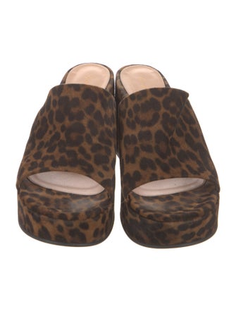 Gianvito Rossi Suede Animal Print Slides
