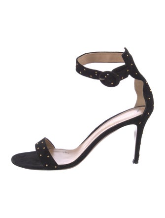 Gianvito Rossi Suede Studded Accents D'Orsay Pumps