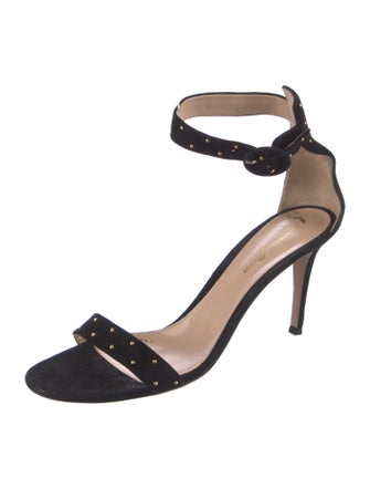 Gianvito Rossi Suede Studded Accents D'Orsay Pumps