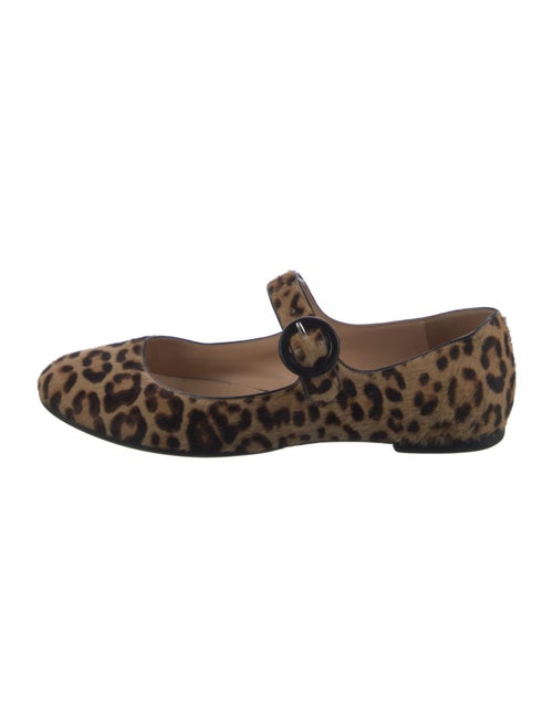 Gianvito Rossi Ponyhair Animal Print Mary Jane Flats