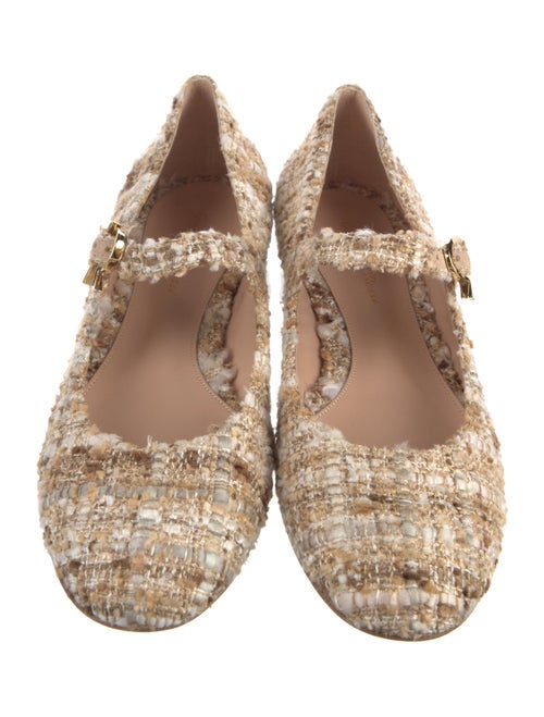 Gianvito Rossi Tweed Pattern Mary Jane Flats