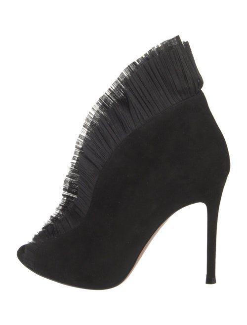 Gianvito Rossi Suede Ruffle Embellishment Lace-Up Boots
