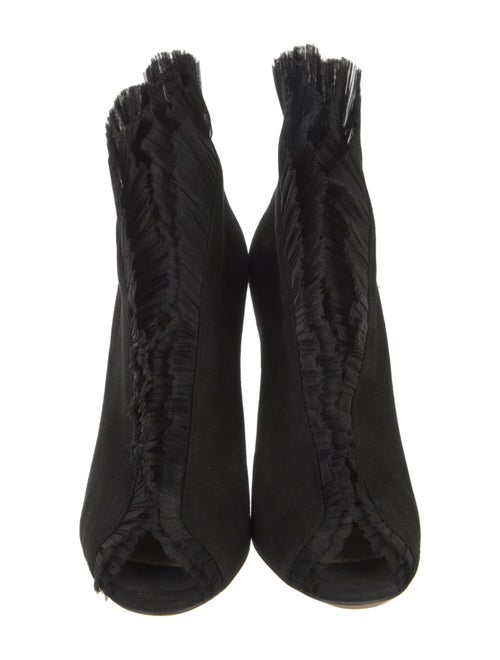 Gianvito Rossi Suede Ruffle Embellishment Lace-Up Boots