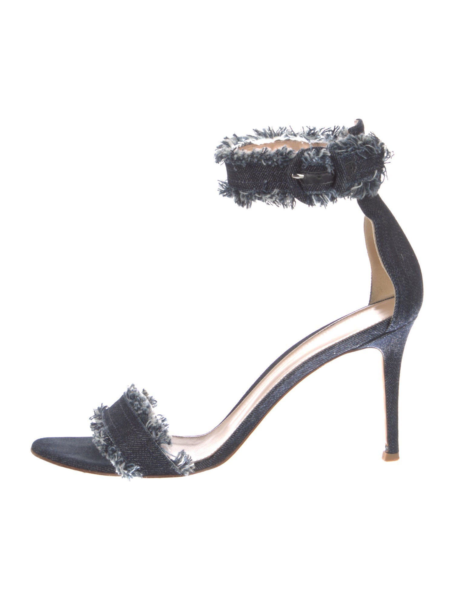 Gianvito Rossi Denim Raw-Edge Trim Sandals