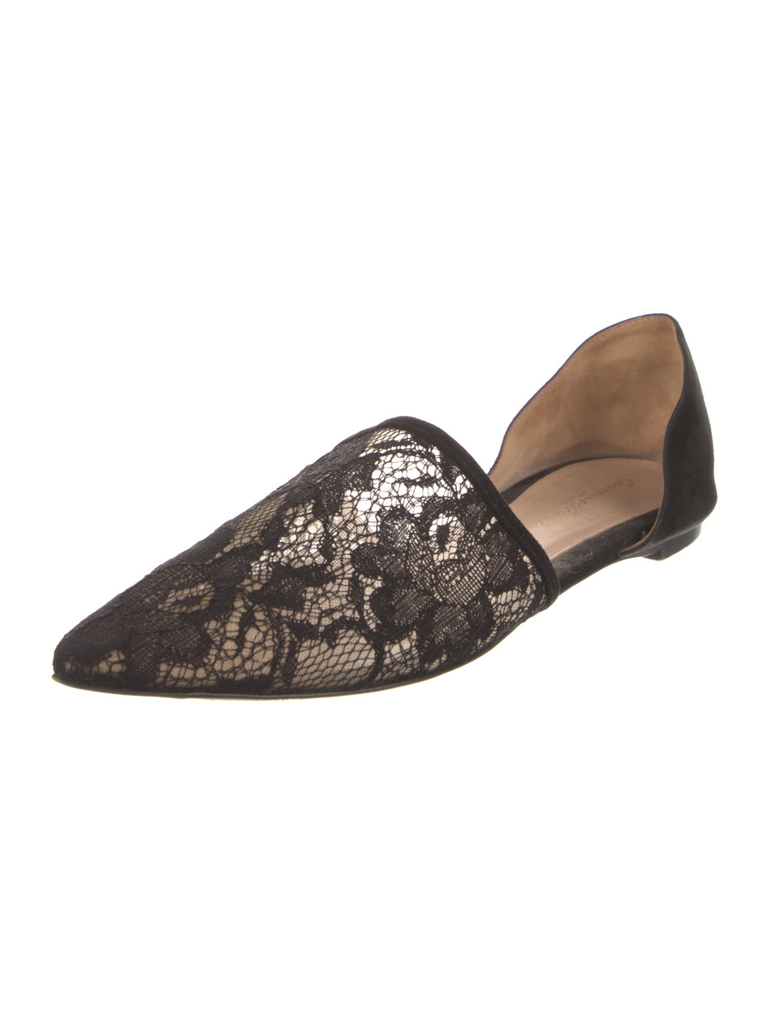Gianvito Rossi Lace Mesh Accents D'Orsay Flats