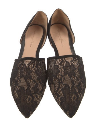 Gianvito Rossi Lace Mesh Accents D'Orsay Flats