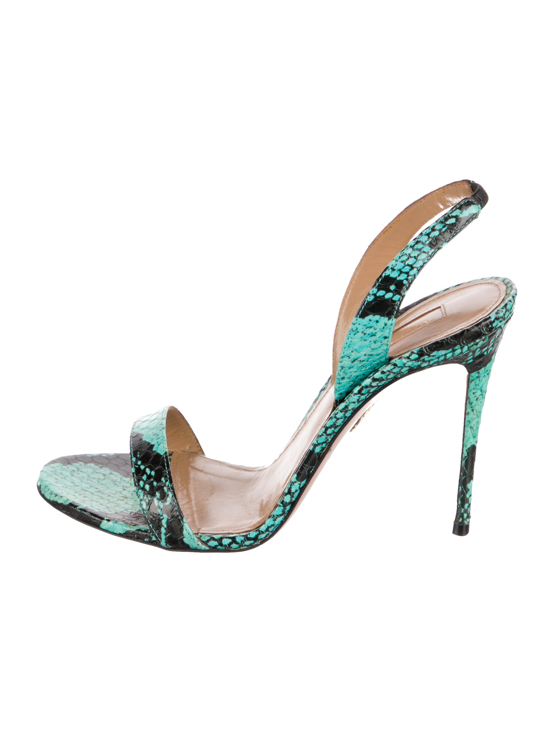 Gianvito Rossi Snakeskin Animal Print Slingback Sandals