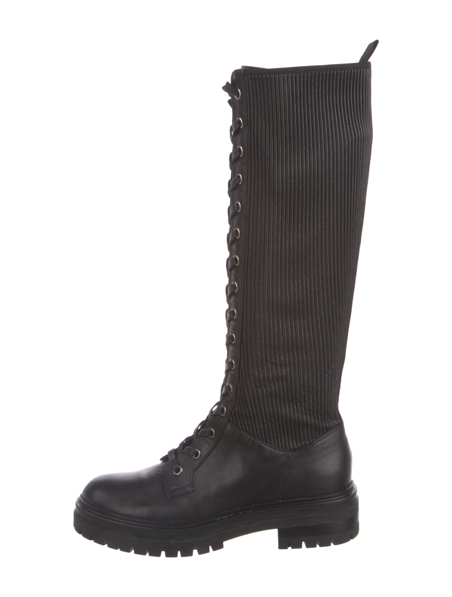 Gianvito Rossi Leather Pleated Accents Combat Boots
