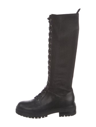 Gianvito Rossi Leather Pleated Accents Combat Boots