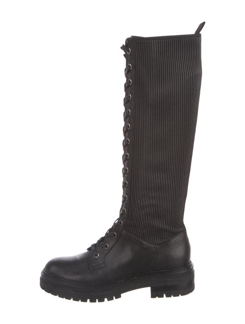 Gianvito Rossi Leather Pleated Accents Combat Boots