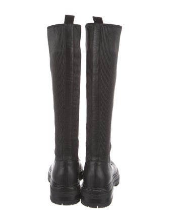 Gianvito Rossi Leather Pleated Accents Combat Boots