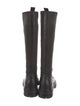 Gianvito Rossi Leather Pleated Accents Combat Boots