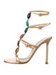 Gianvito Rossi Leather Crystal Embellishments T-Strap Sandals