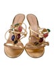 Gianvito Rossi Leather Crystal Embellishments T-Strap Sandals