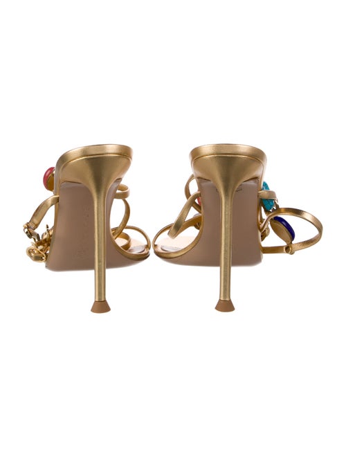 Gianvito Rossi Leather Crystal Embellishments T-Strap Sandals