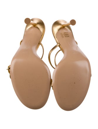 Gianvito Rossi Leather Crystal Embellishments T-Strap Sandals