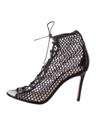 Gianvito Rossi Leather Mesh Accents Pumps