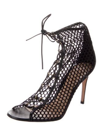 Gianvito Rossi Leather Mesh Accents Pumps