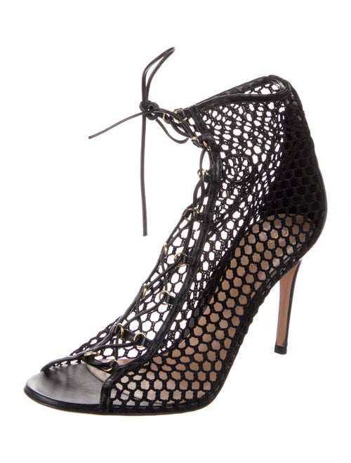 Gianvito Rossi Leather Mesh Accents Pumps