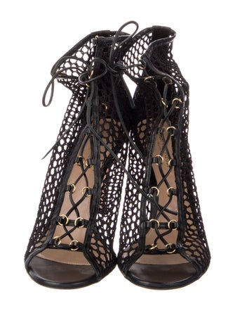 Gianvito Rossi Leather Mesh Accents Pumps