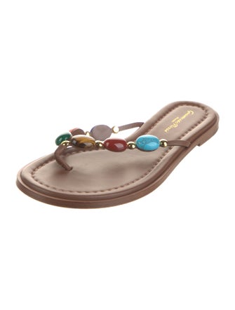 Gianvito Rossi Leather Studded Accents Slides