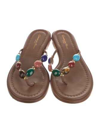 Gianvito Rossi Leather Studded Accents Slides