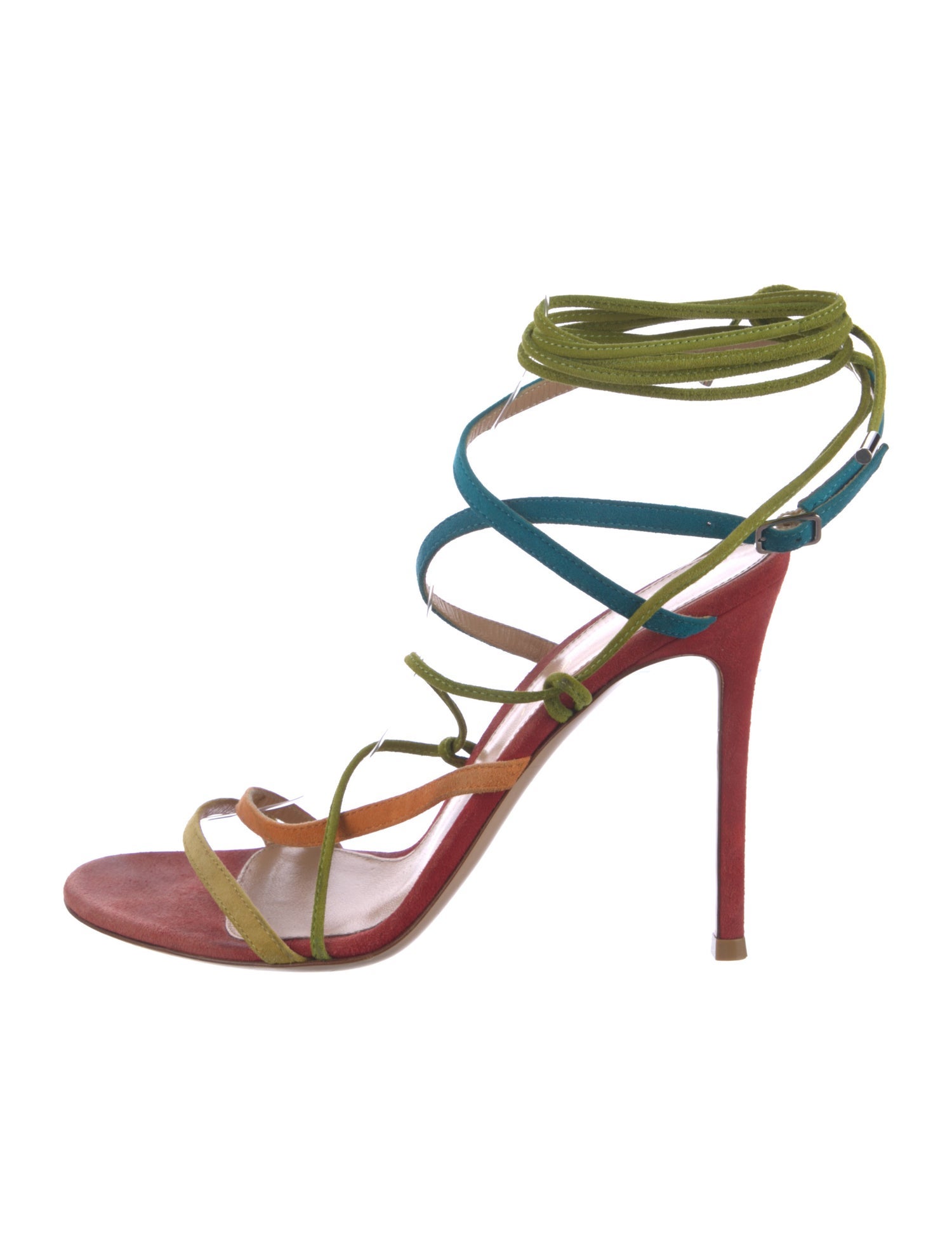 Gianvito Rossi Suede Colorblock Pattern Sandals