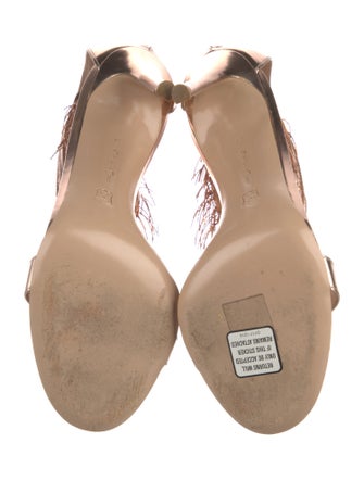 Gianvito Rossi Leather Fringe Trim Accent Sandals