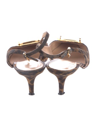 Gianvito Rossi Ponyhair Animal Print Slingback Pumps