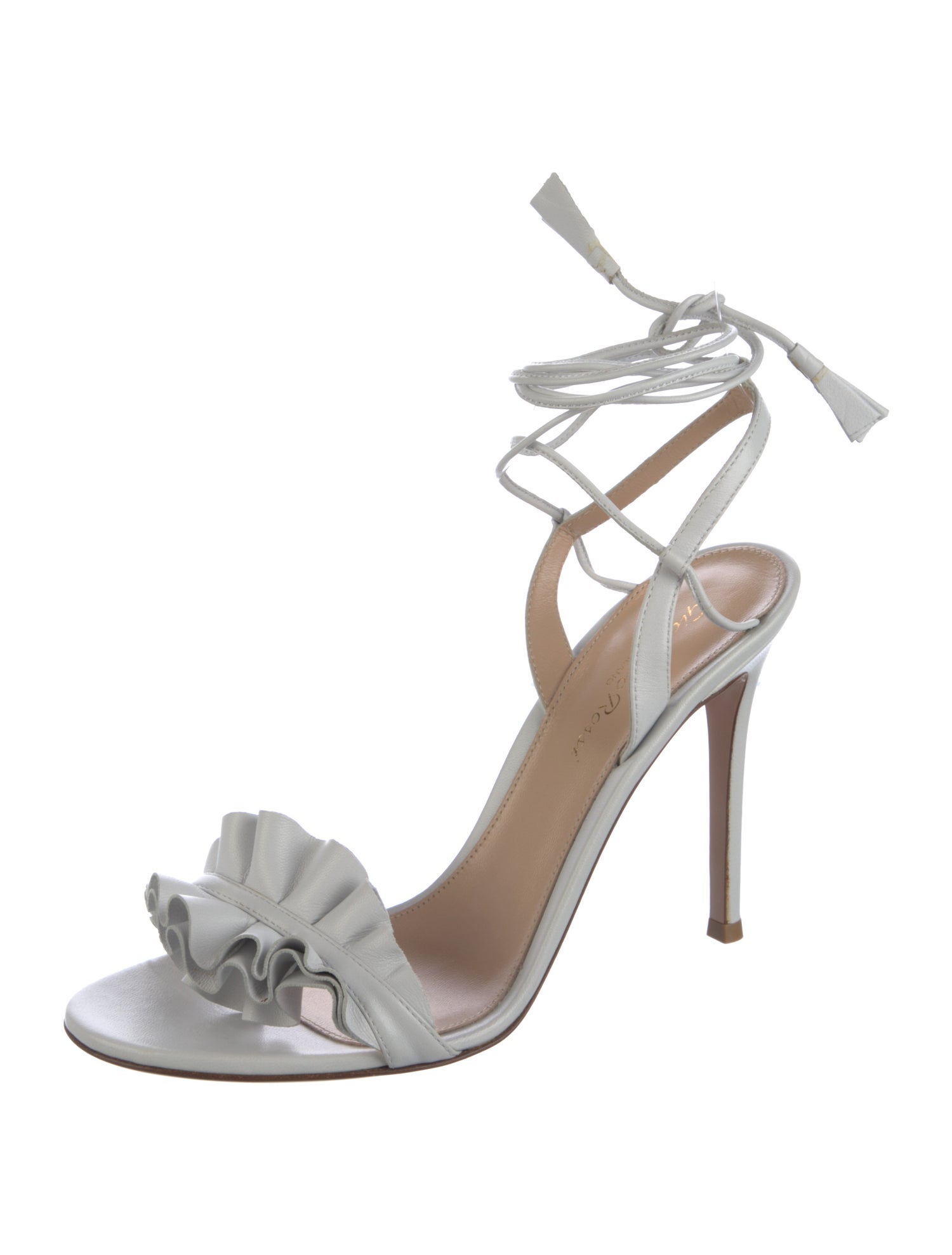 Gianvito Rossi Leather Ruffle Embellishment Sandals