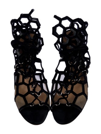 Gianvito Rossi Suede Mesh Accents Gladiator Sandals