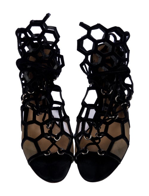 Gianvito Rossi Suede Mesh Accents Gladiator Sandals