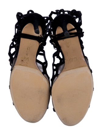 Gianvito Rossi Suede Mesh Accents Gladiator Sandals