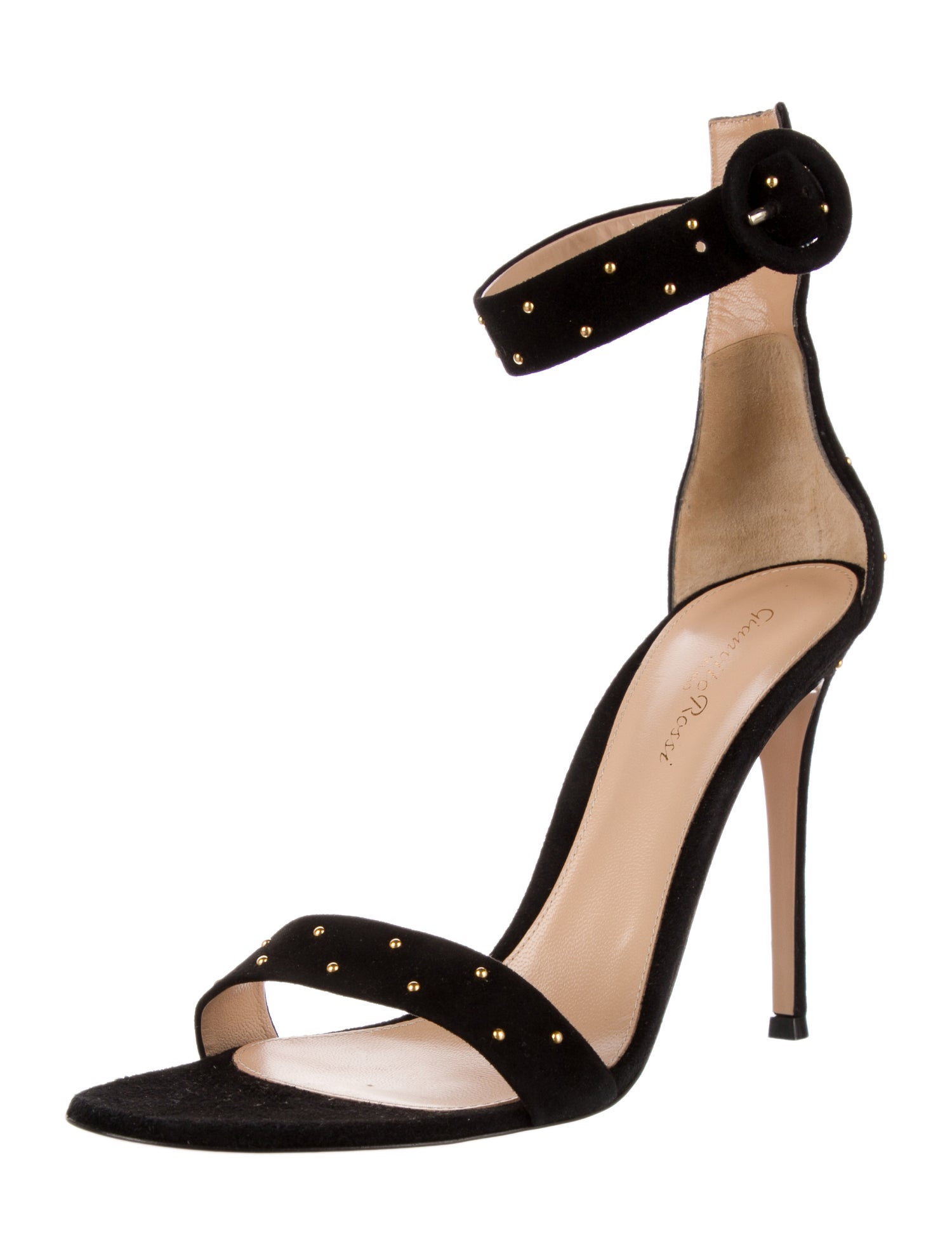 Gianvito Rossi Suede Studded Accents Sandals