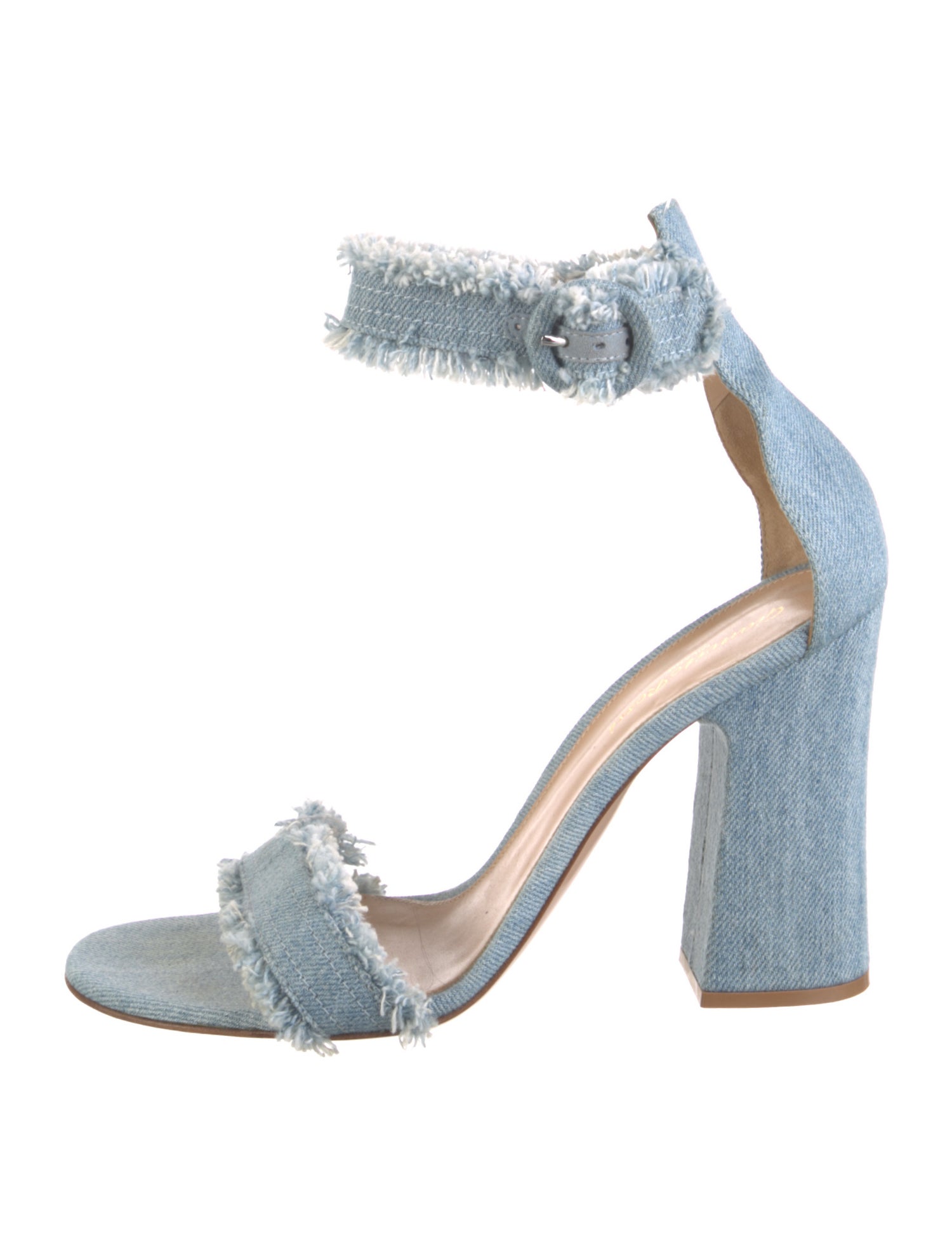 Gianvito Rossi Denim Distressed Accents Sandals