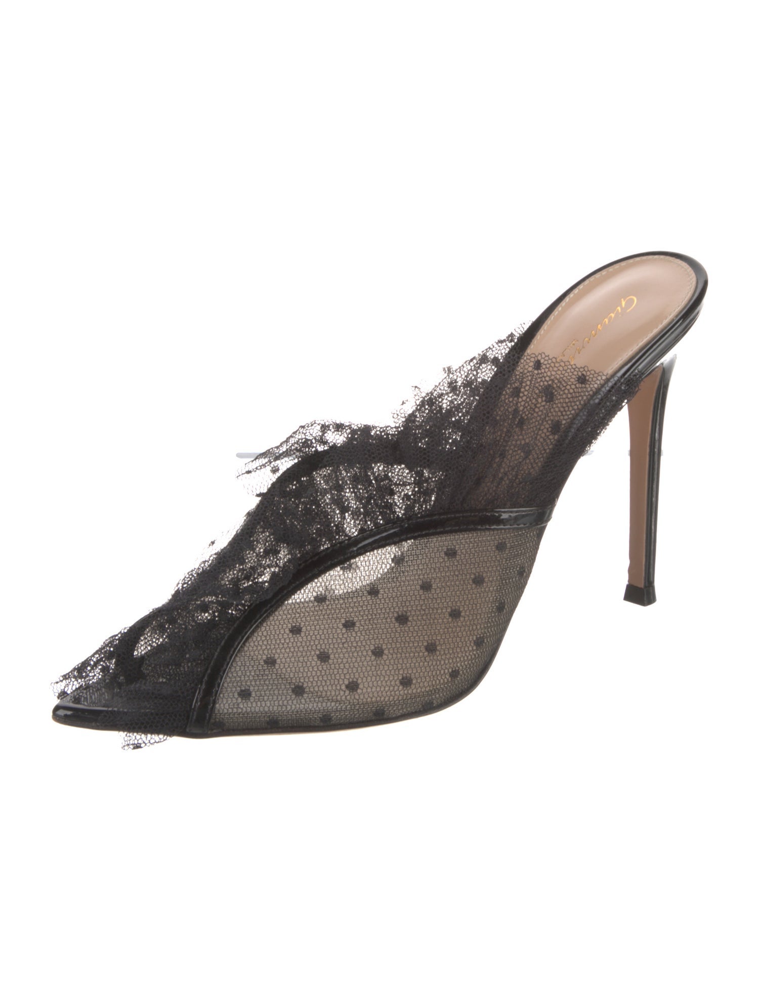 Gianvito Rossi Lace Ruffle Embellishment Mules