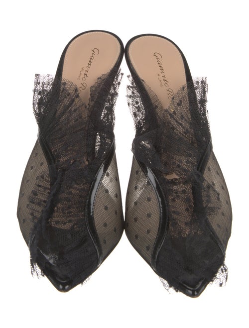Gianvito Rossi Lace Ruffle Embellishment Mules
