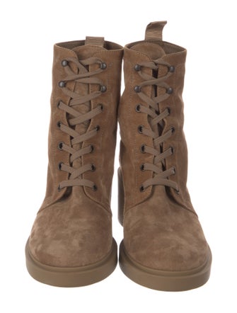 Gianvito Rossi Suede Combat Boots
