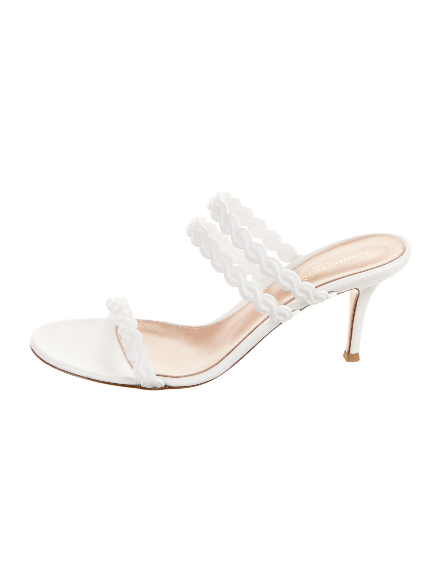 Gianvito Rossi Leather Scalloped Accent Slides