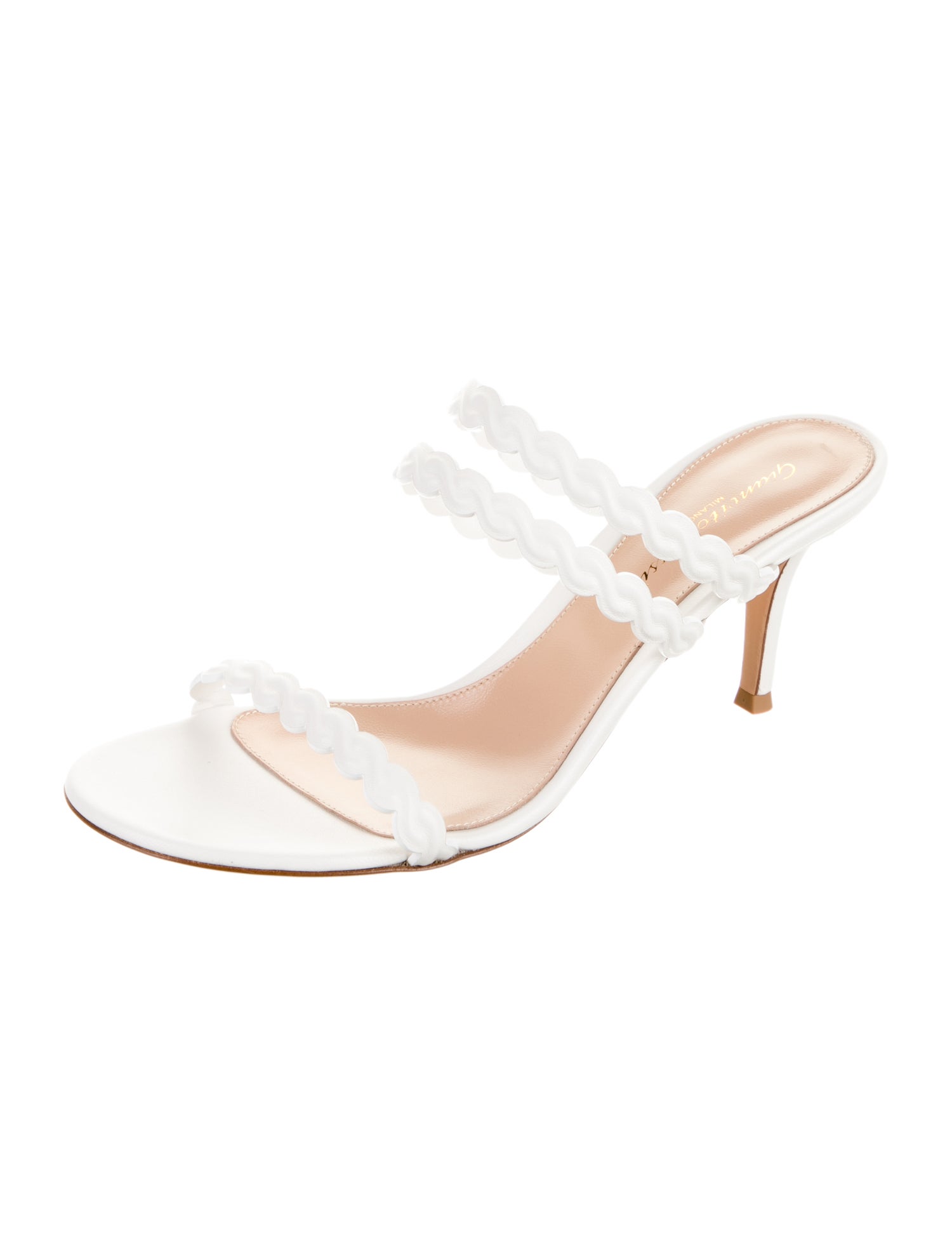 Gianvito Rossi Leather Scalloped Accent Slides