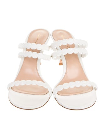 Gianvito Rossi Leather Scalloped Accent Slides