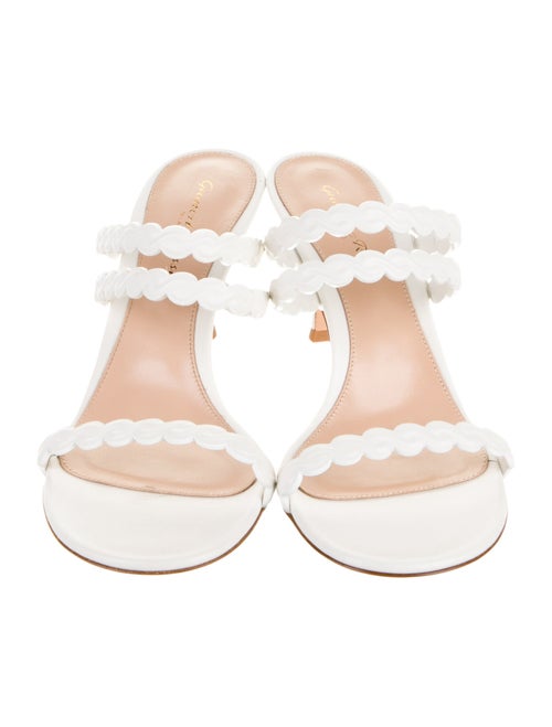 Gianvito Rossi Leather Scalloped Accent Slides